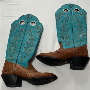 Tony Lama Turquoise Buckaroo Round Toe Cowgirl Boots